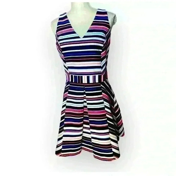Adelyn Rae dress size small. Striped Sleeveless hidden zipper on side NWT - Picture 1 of 11